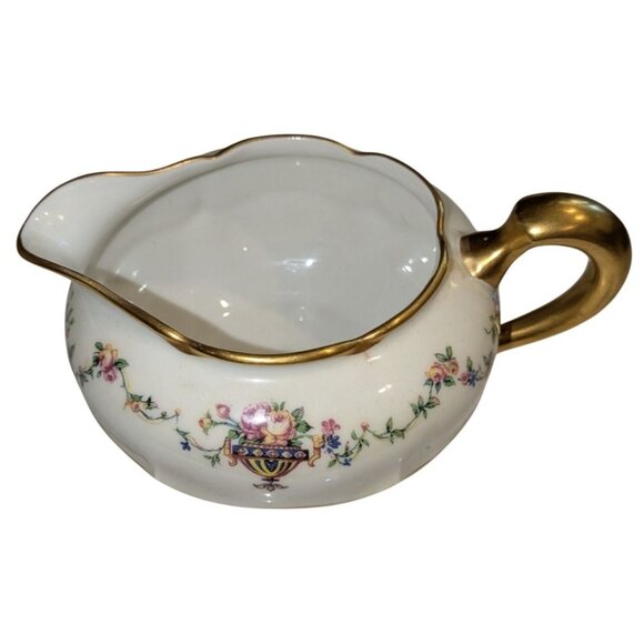 Haviland & Co Limoges Cream Sugar Bowl Gold Handles Bouquet Urn - Picture 5 of 16